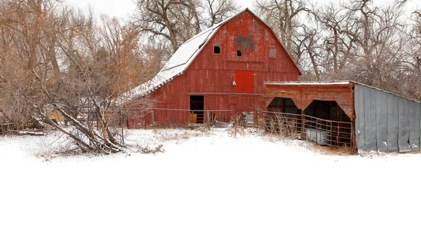 Red Rustic Barn in Winter