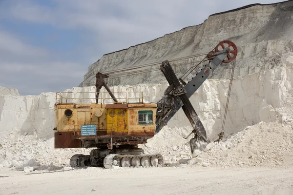 Russia, Divnogorie, Excavator at lime-pit