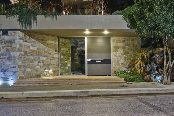Contemporary house entrance night view