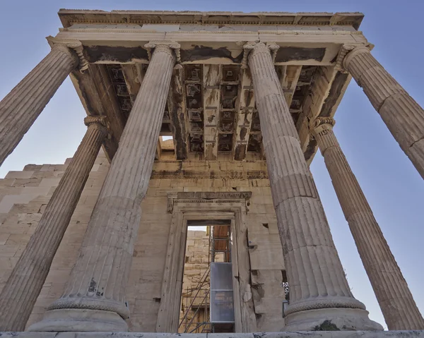 Unusual view of ancient greek building, Athens acropolis