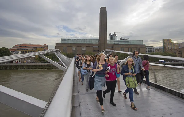 Tourists on Millennium Bridge