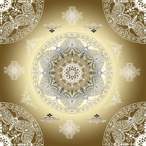 Decorative seamless gold pattern with round vintage frames