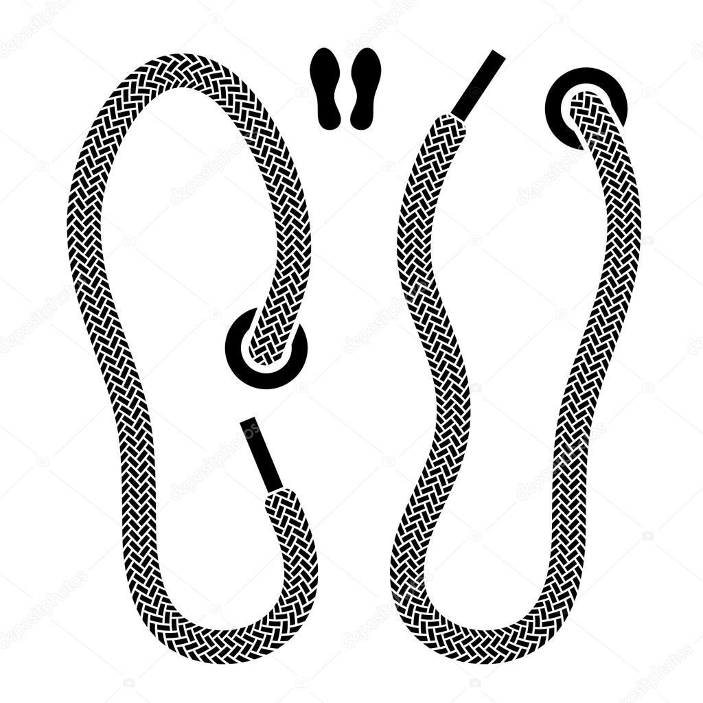 Shoelace shoe print symbols - Stock Illustration