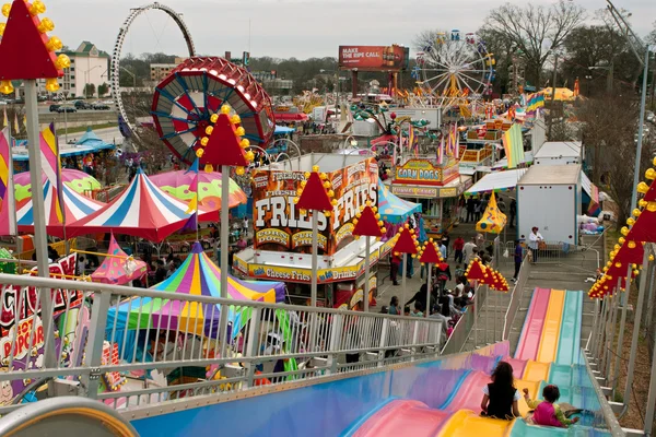 High Angle View Of Rides And Tents At Atlanta Fair