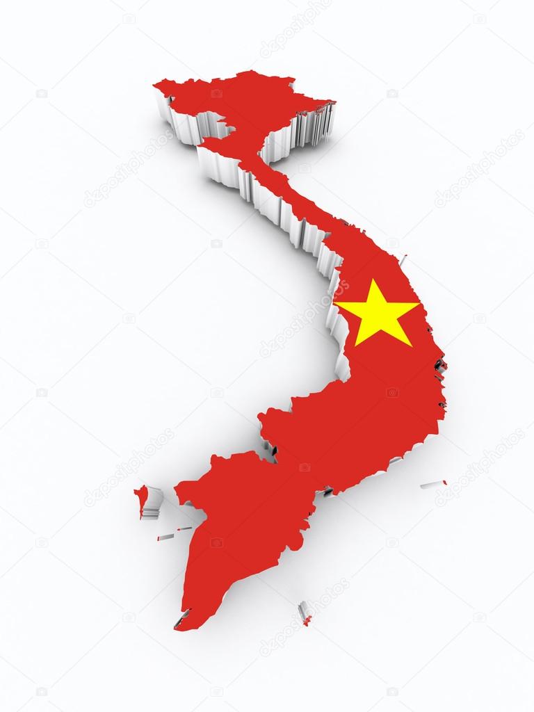 Vietnam flag on 3d map — Stock Photo © godard 39642803