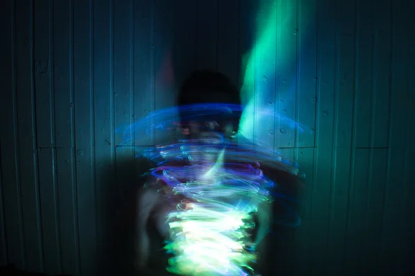 Creative Light Painting with Handsome Topless Man