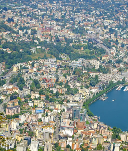 Lugano city, Switzerland, view from the air