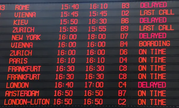 Flights departure information timetable