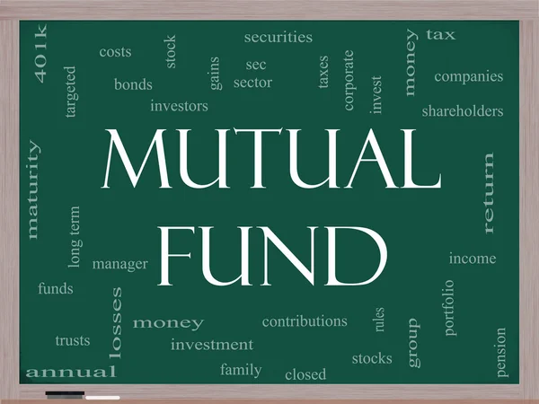 Mutual Fund Word Cloud Concept on a Blackboard