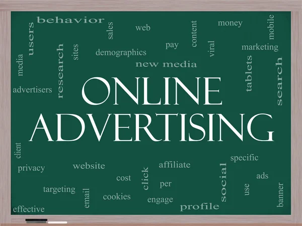 Online Advertising Word Cloud Concept on a Blackboard