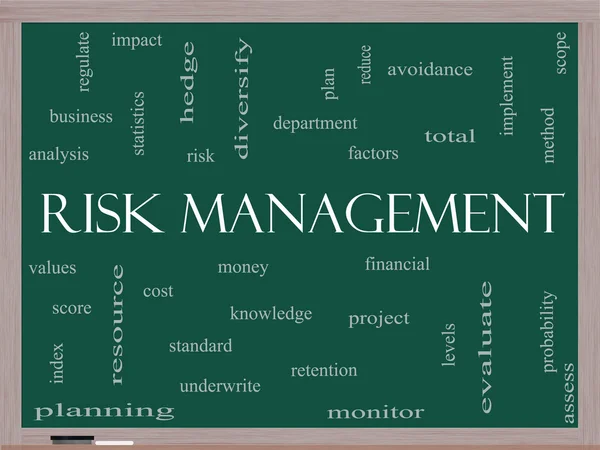 Risk Management Word Cloud Concept on a Blackboard