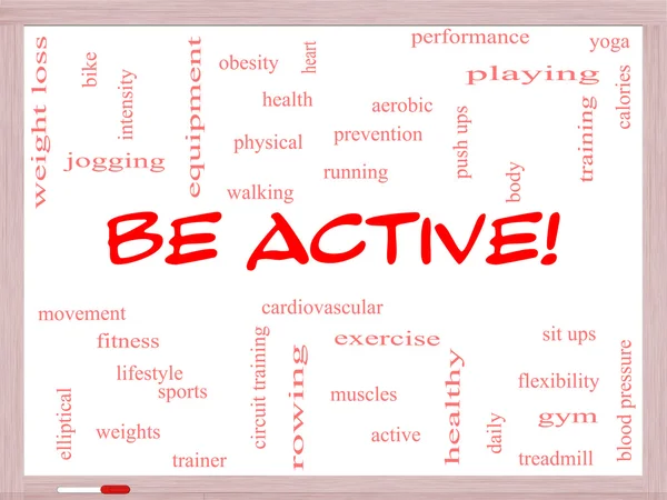 Be Active! Word Cloud Concept on a Whiteboard
