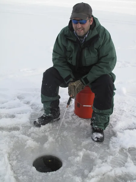 Happy Man Ice Fishing