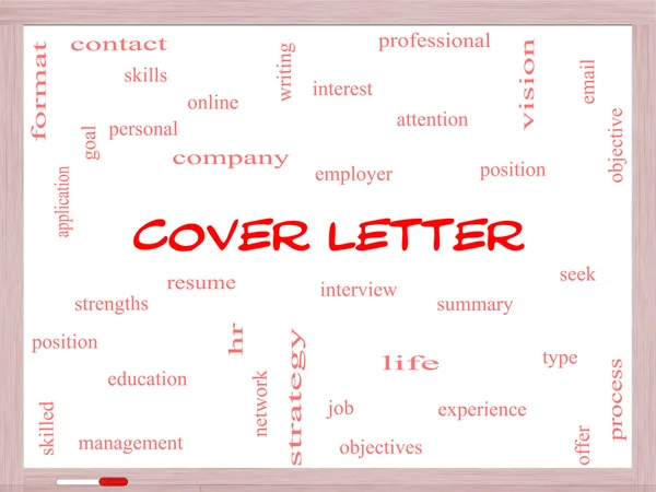 Cover Letter Word Cloud Concept on a Whiteboard