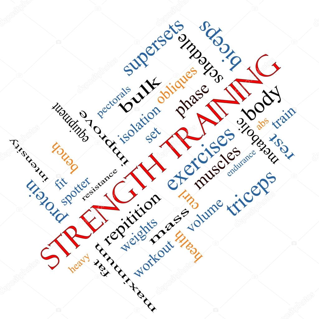 Strength Training Word Cloud Concept Angled — Stock Photo ©