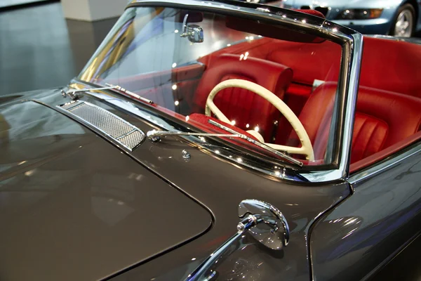 Red leather interior in an old car