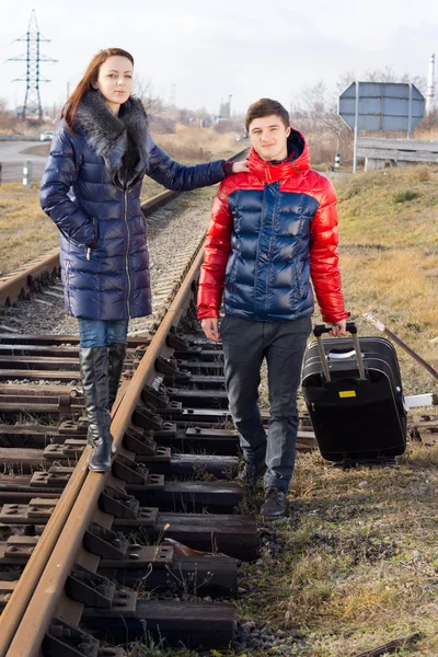 Young couple waiting for the train