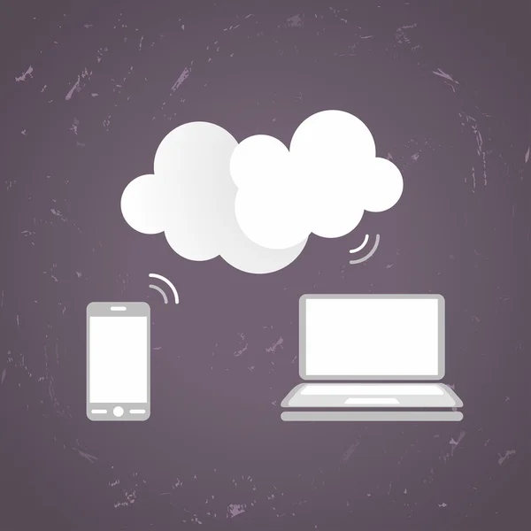 Cloud computing concept design. Devices connected to the -cloud
