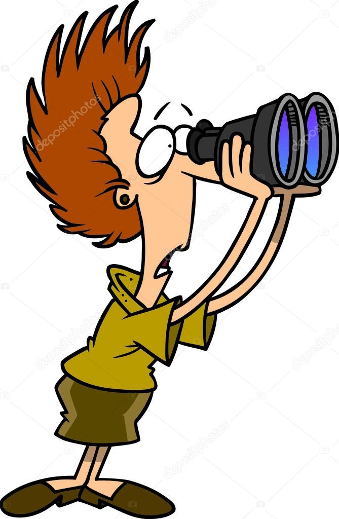 Cartoon Woman Looking Through Binoculars — Stock Vector © ronleishman