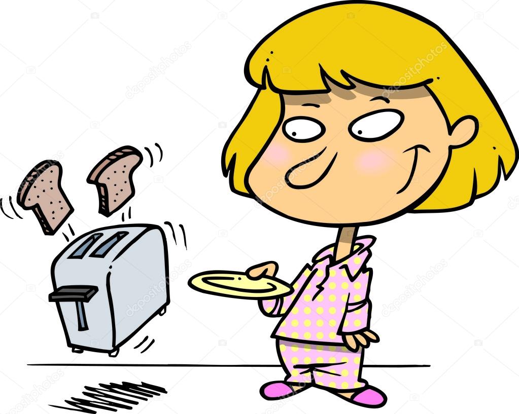 Cartoon Girl Making Toast — Stock Vector © ronleishman 13917299