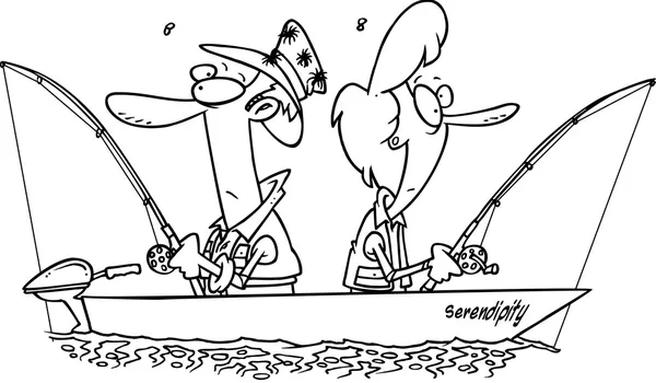 Cartoon Couple Fishing