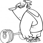 Hombre de dibujos animados levantando pesas — Vector de stock