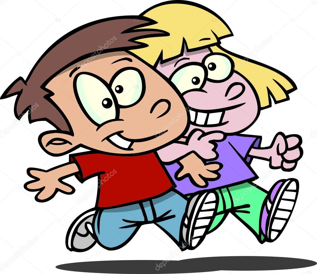 Cartoon Kids Walking Arm in Arm — Stock Vector © ronleishman 13951151