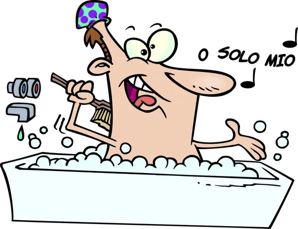 Hombre de dibujos animados tomando un baño — Vector stock ...