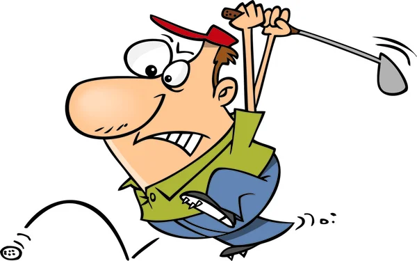 Cartoon Man Chasing Golf Ball
