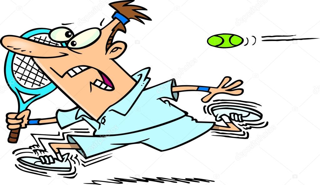 Cartoon Man Running Away From Tennis Ball — Stock Vector ...