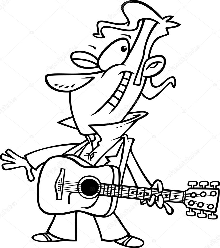 Guitar Player Clip Art Black and White