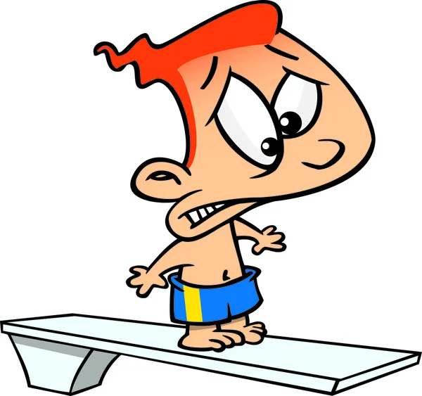 Cartoon Boy on Diving Board