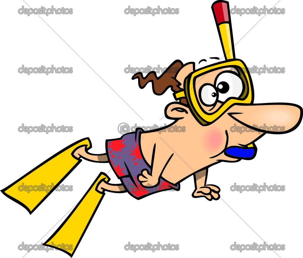 Cartoon Man Snorkeling — Stock Vector © ronleishman 14003614