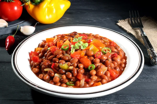Mexican beans chili gray background