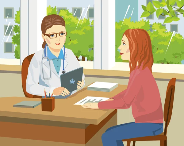 Доктор женщина проводит медицинскую консультацию пациенту иллюстрация