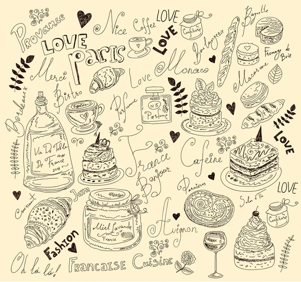 Vector background with symbols of food France