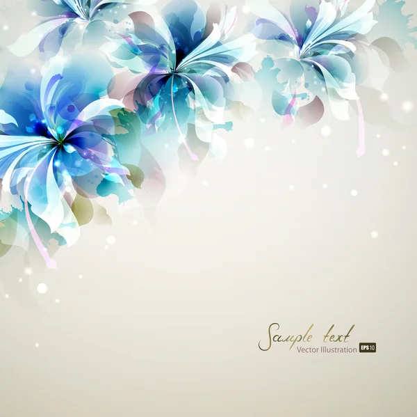 Tender background with blue abstract flowers in the corner
