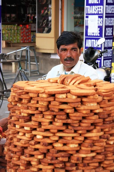 Indian man selling bread, Sadar Market, Jodhpur, India