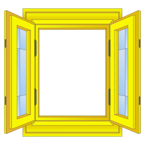 Isolated open golden window frame vector