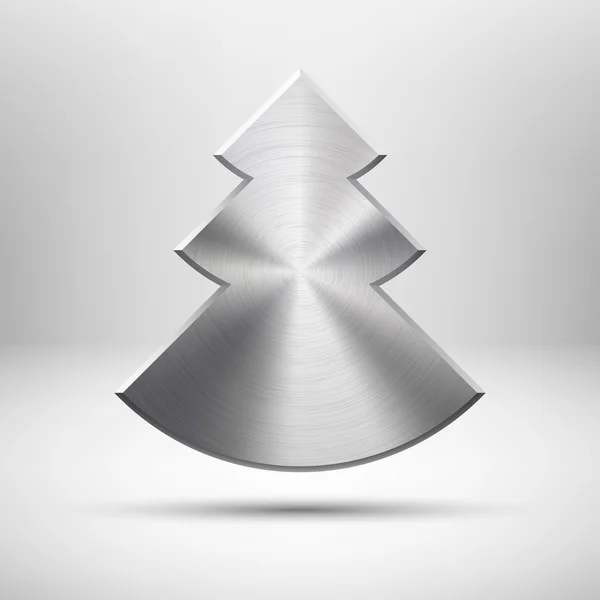 Tecnology Christmas tree icon with metal texture