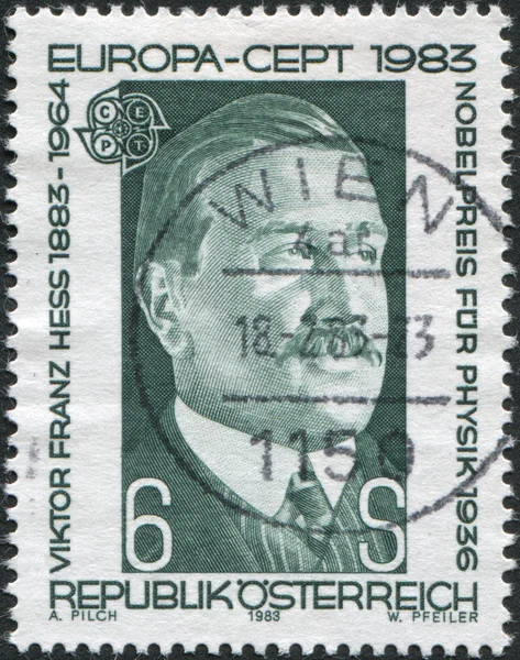 AUSTRIA - CIRCA 1983: A stamp printed in Austria, shows Viktor Franz Hess, Nobel Prize Winner in Physics, circa 1983