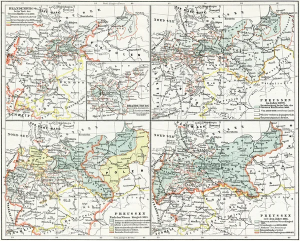 Map of the history of Prussia, under the version of Carl Wolf. Publication of the book \