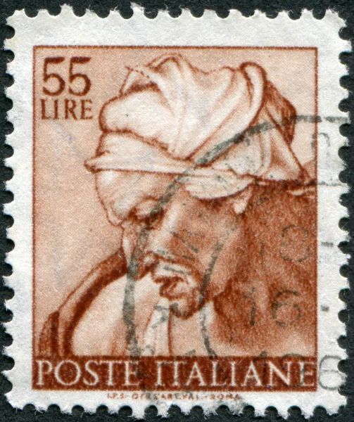 A stamp printed in Italy, shows Designs from Sistine Chapel by Michelangelo, Cumaean Sybil, circa 1961