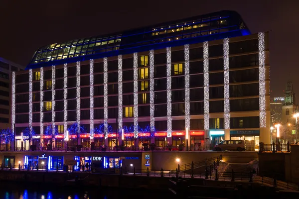 The Radisson Blu Hotel in the Christmas illuminations