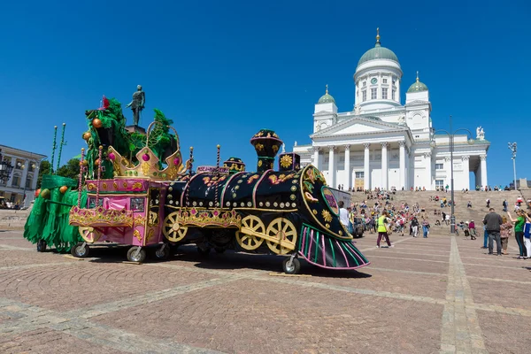 Festival of Latin dances. Decoration for a performance at the Senate square in front of Helsinki Cathedral