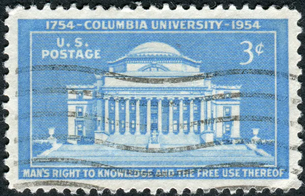 A postage stamp printed in the USA, dedicated to the 200th Anniversary Columbia University, shows Low Memorial Library