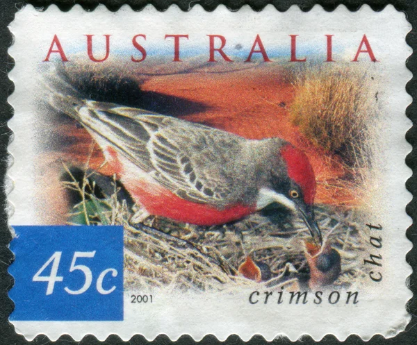 AUSTRALIA - CIRCA 2001: Postage stamp printed in Australia, shows bird Crimson Chat (Epthianura tricolor), circa 2001