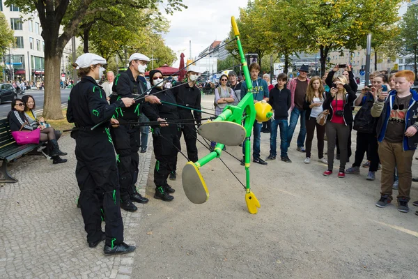 Performance of street artists on the Unter den Linden. The Day of German Unity is the national day of Germany