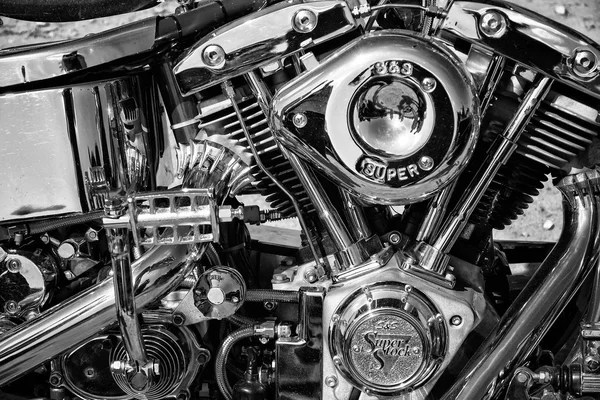 Motorcycle Engine Harley Davidson Custom Chopper, black and white