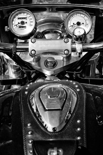 The dashboard and a fragment of petrol tank motorcycle Honda Valkyrie, black and white